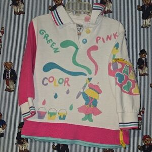 Vintage 80s 90s Rainbow Creek Girls Color Paint Sweater Small Size 4